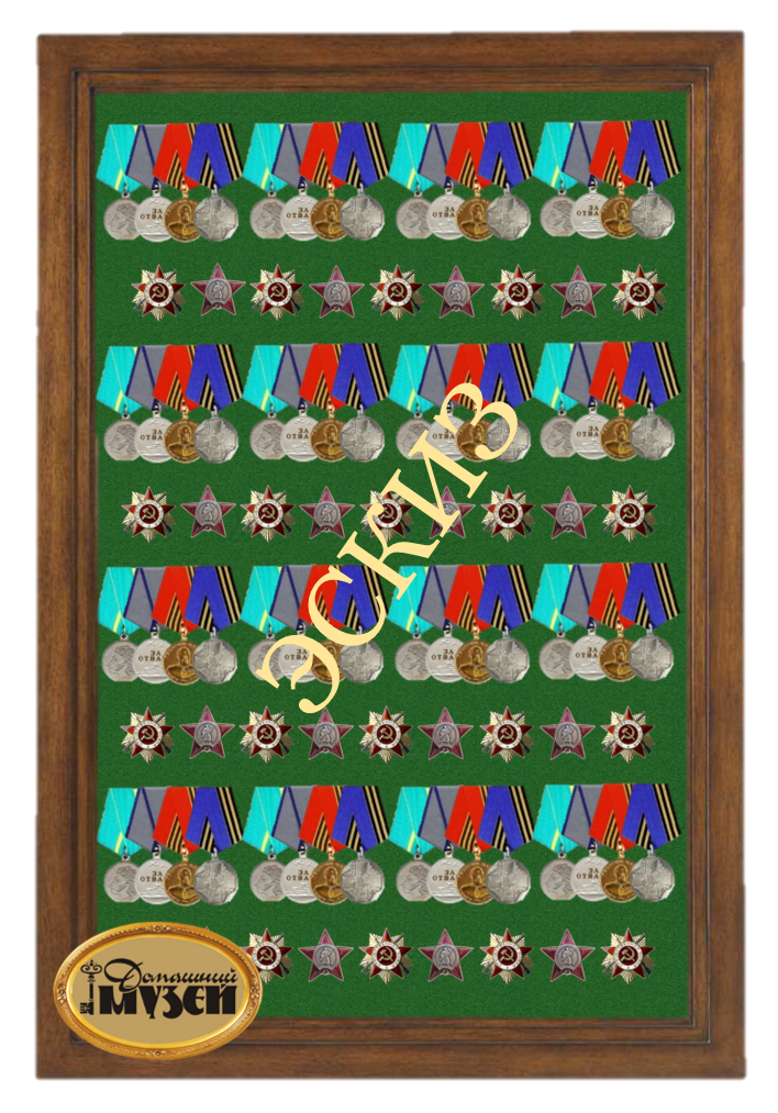 Витрина для орденов и медалей (без стеклянной дверцы и корпуса), 80 см x 50 см, вертикальная