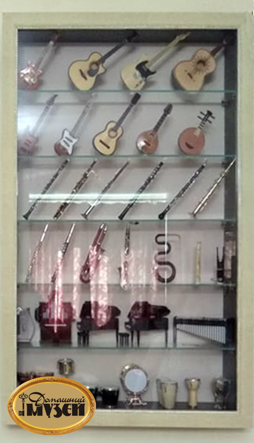 Витрина для мини-копий музыкальных инструментов, 80 см x 50 см, вертикальная